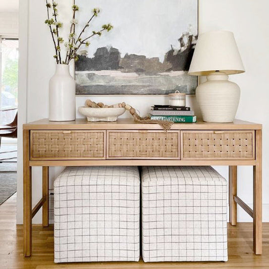 Tosestores Palmdale Woven Natural Drawer Console