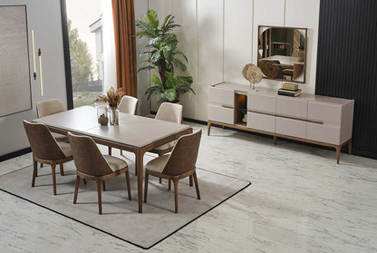 Basic Solid Wood Dining Set with Sidetable